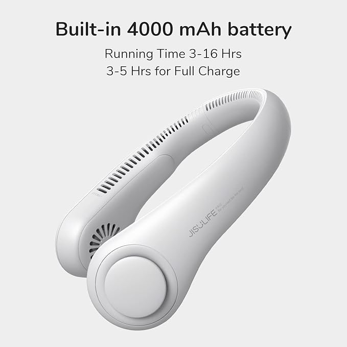 Neck Fan, Hands-Free Bladeless, 5 Speeds, 4000 mAh Battery Operated