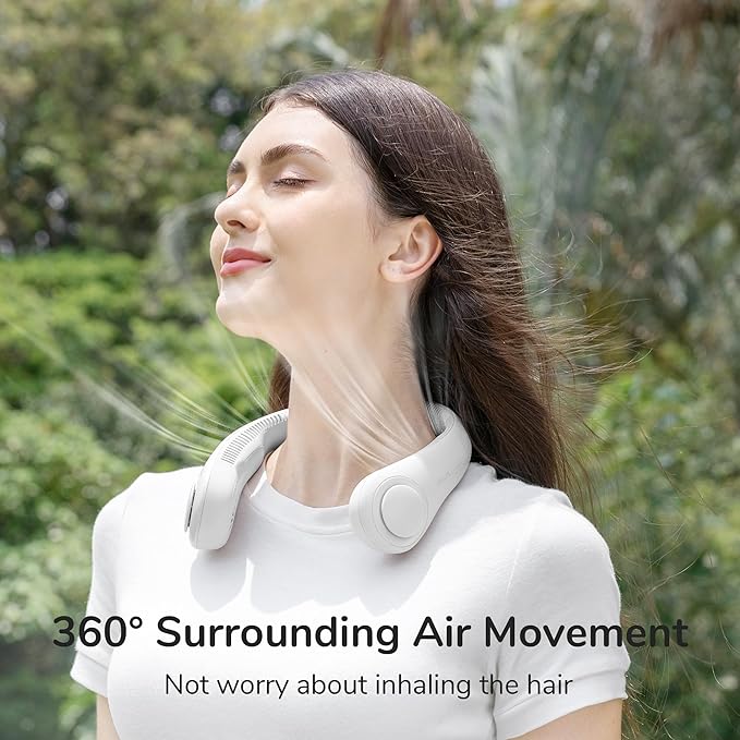 Neck Fan, Hands-Free Bladeless, 5 Speeds, 4000 mAh Battery Operated